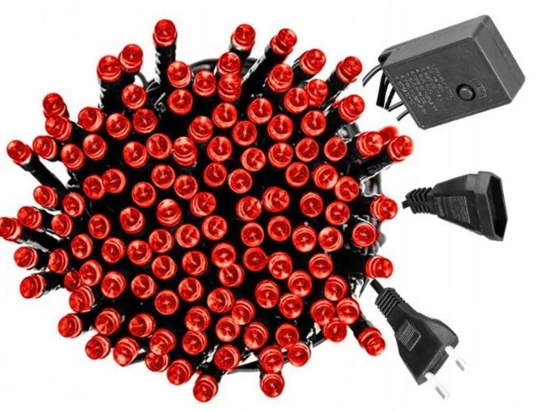 LAMPKI CHOINKOWE 100 LED CZERWONE DODATKOWE ŁĄCZENIE PROGRAMATOR