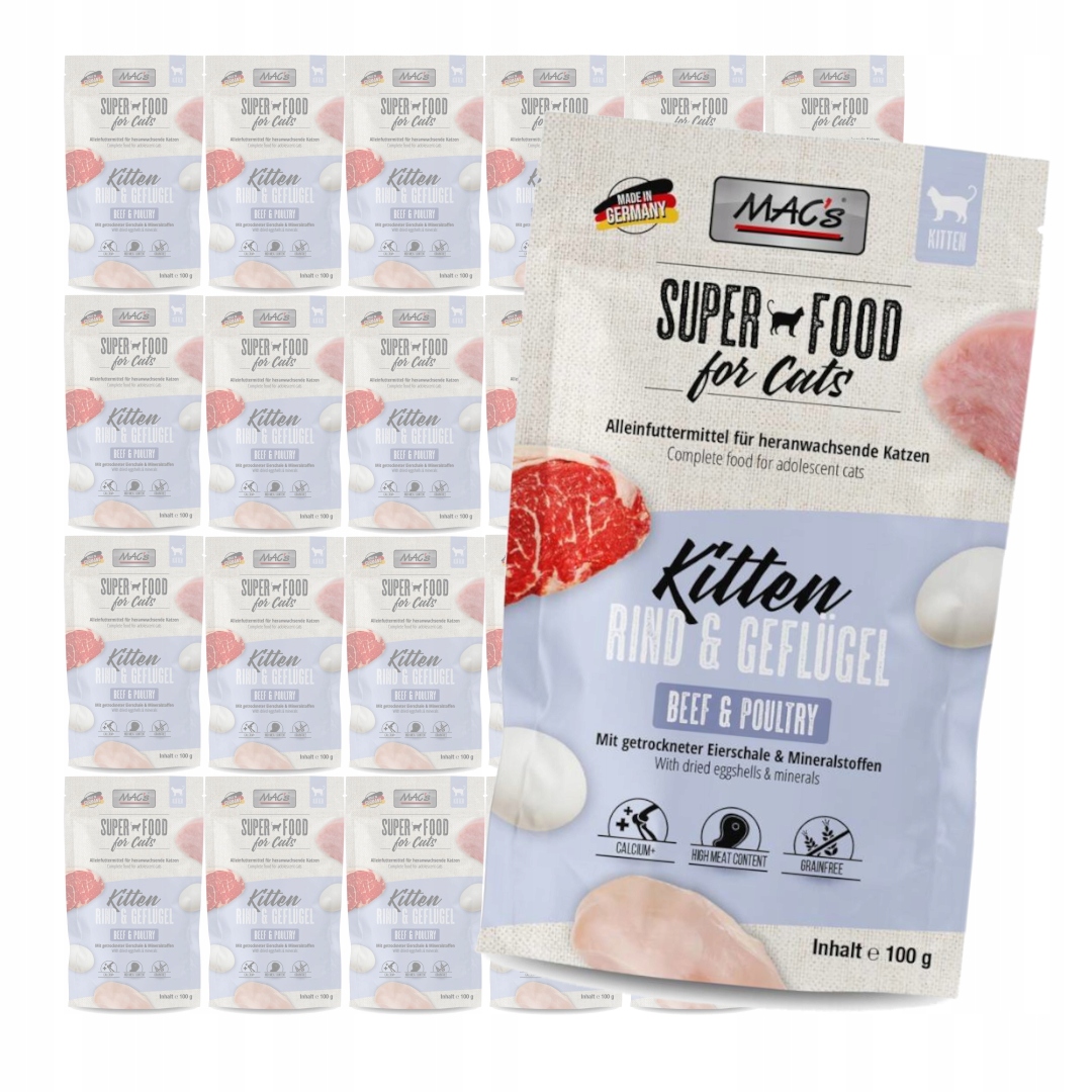 MAC's Kitten Vlhké Krmivo pro koťata Hovězí drůbež 24x100 g