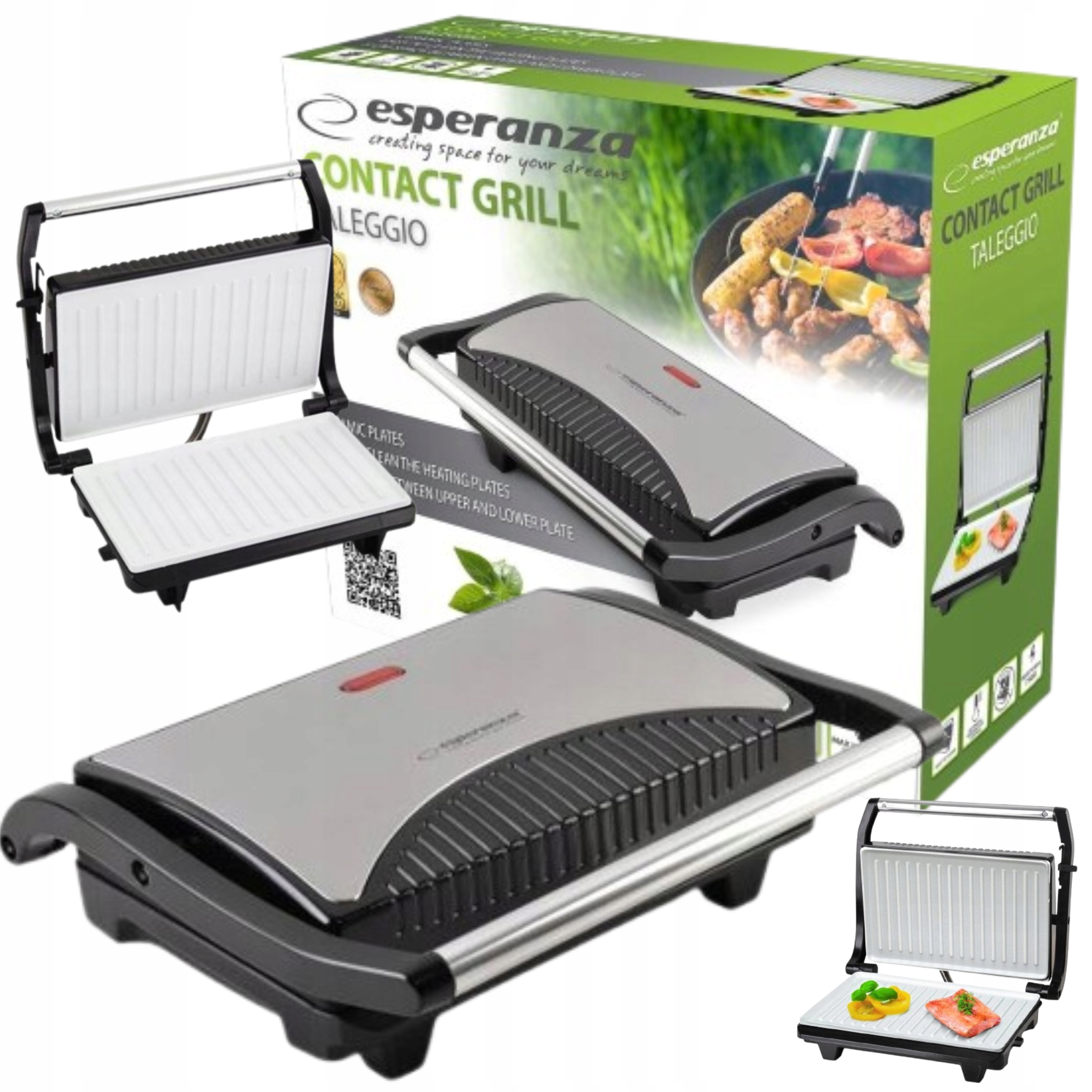 Elektryczny Grill Składany Ceramiczny Opiekacz Do Panini Rozkładany 750W