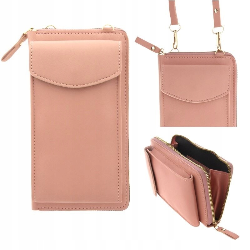 Torebka saszetka kopertówka mini portfel na telefon na ramię jasnoróżowa Marka inna