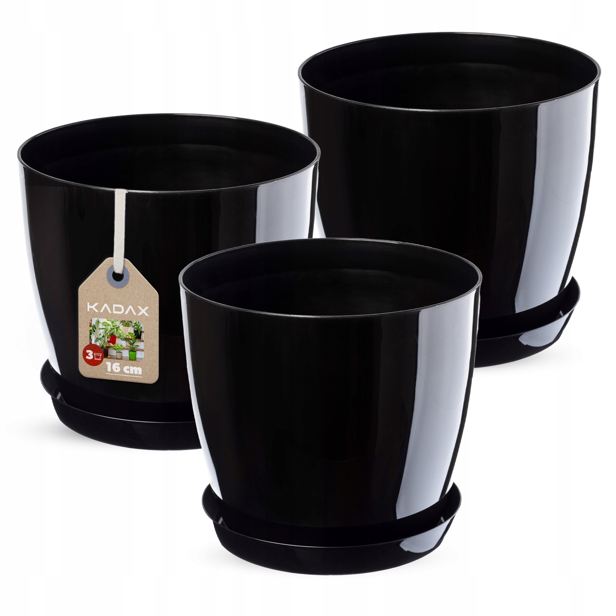 3x DONICZKA 16cm OSŁONKA Z PODSTAWKĄ CZARNA