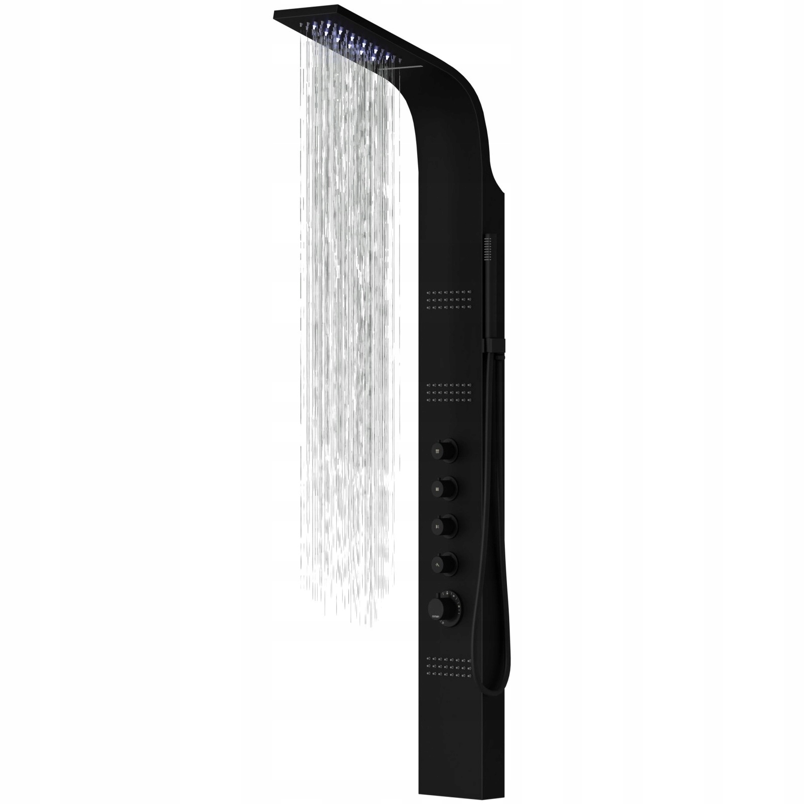 Panel prysznicowy Corsan Led Kaskada Mieszacz Czarny Deszczownica Led