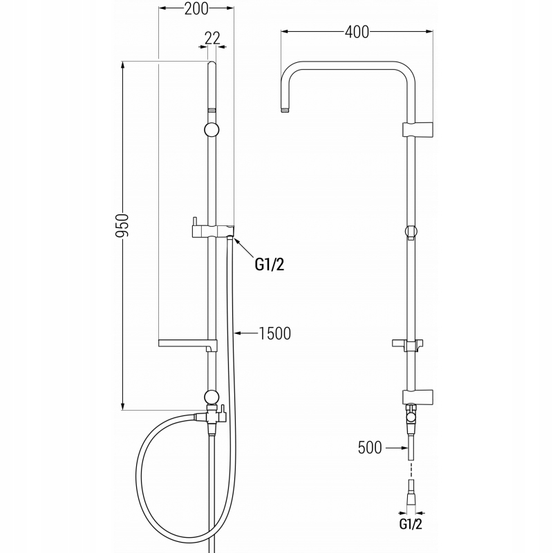 Mexen T sprchový stĺp, zlatá 7939399-50