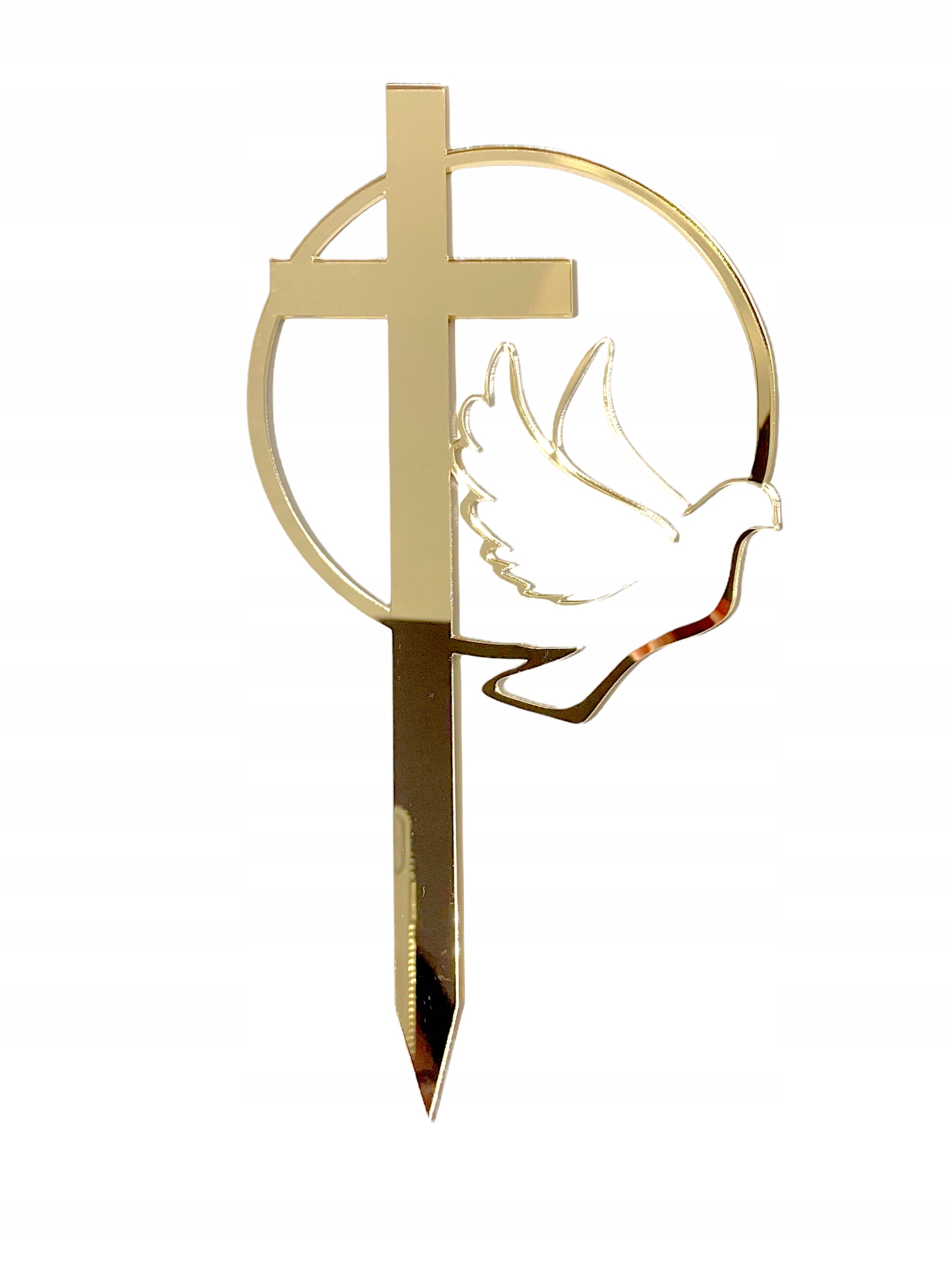 TOPPER NA TORT KOMUNIA SWIETA ZLOTY KRZYZ GOLABEK Marka Kapart