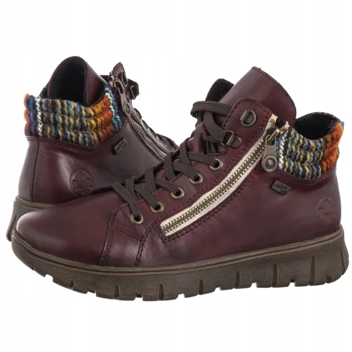 Dámské Kožené Boty Kotníkové Boty Rieker Červené N1305-35 Red