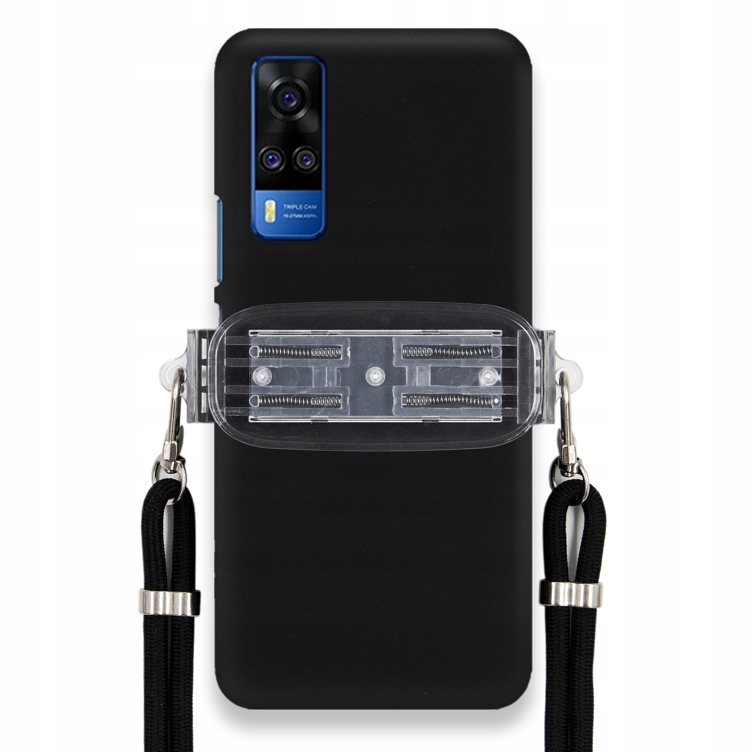 Puzdro Pre Vivo Y51A Smooth Case Ochrana Univerzálny Držiak Čierna Šnúrka