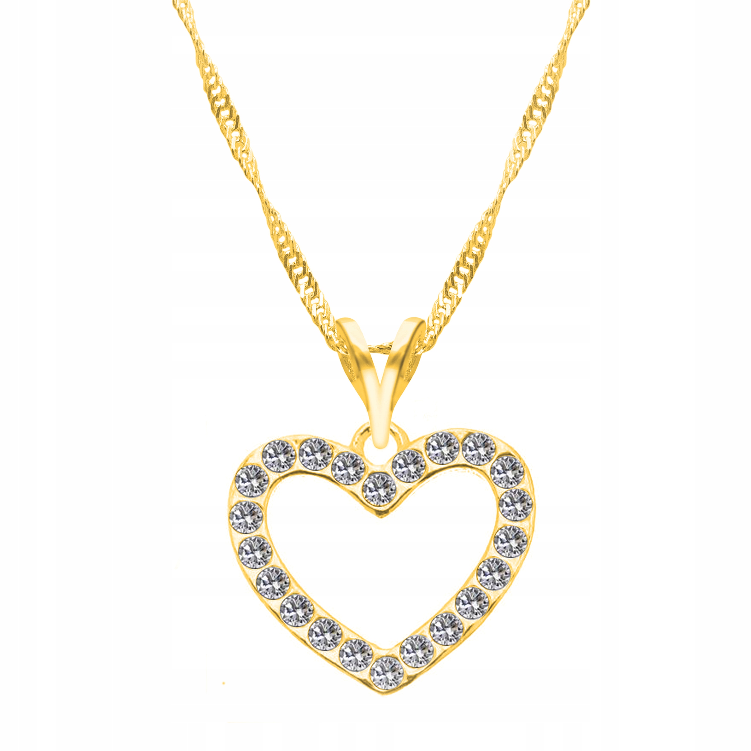 Řetízek zlatý náhrdelník 925 Srdce Zirkony