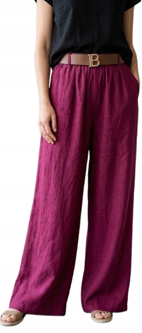 Lněné Dámské Kalhoty Wide Leg Pásek – Livan's Italia