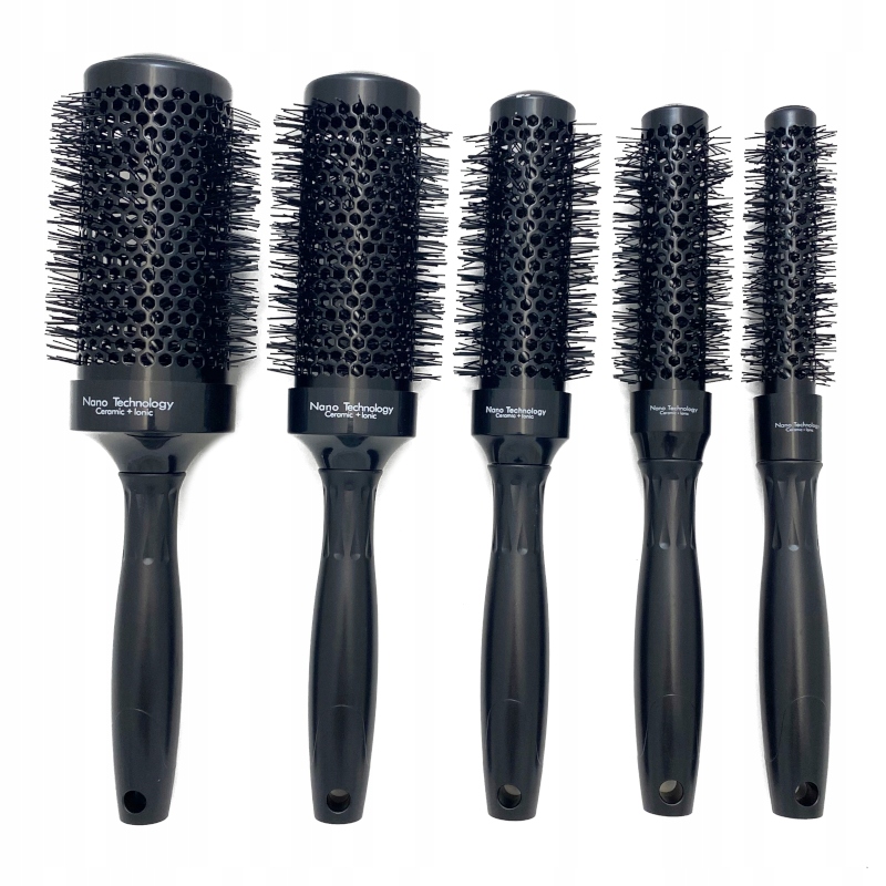 Zestaw Szczotka Ceramiczna Termiczna Okrągła Black