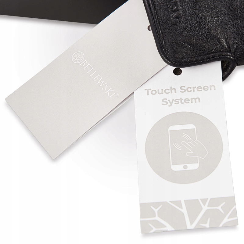 BETLEWSKI Rękawiczki skórzane męskie ocieplane XXL do ekranu dotykowego Model GLM-BG-5