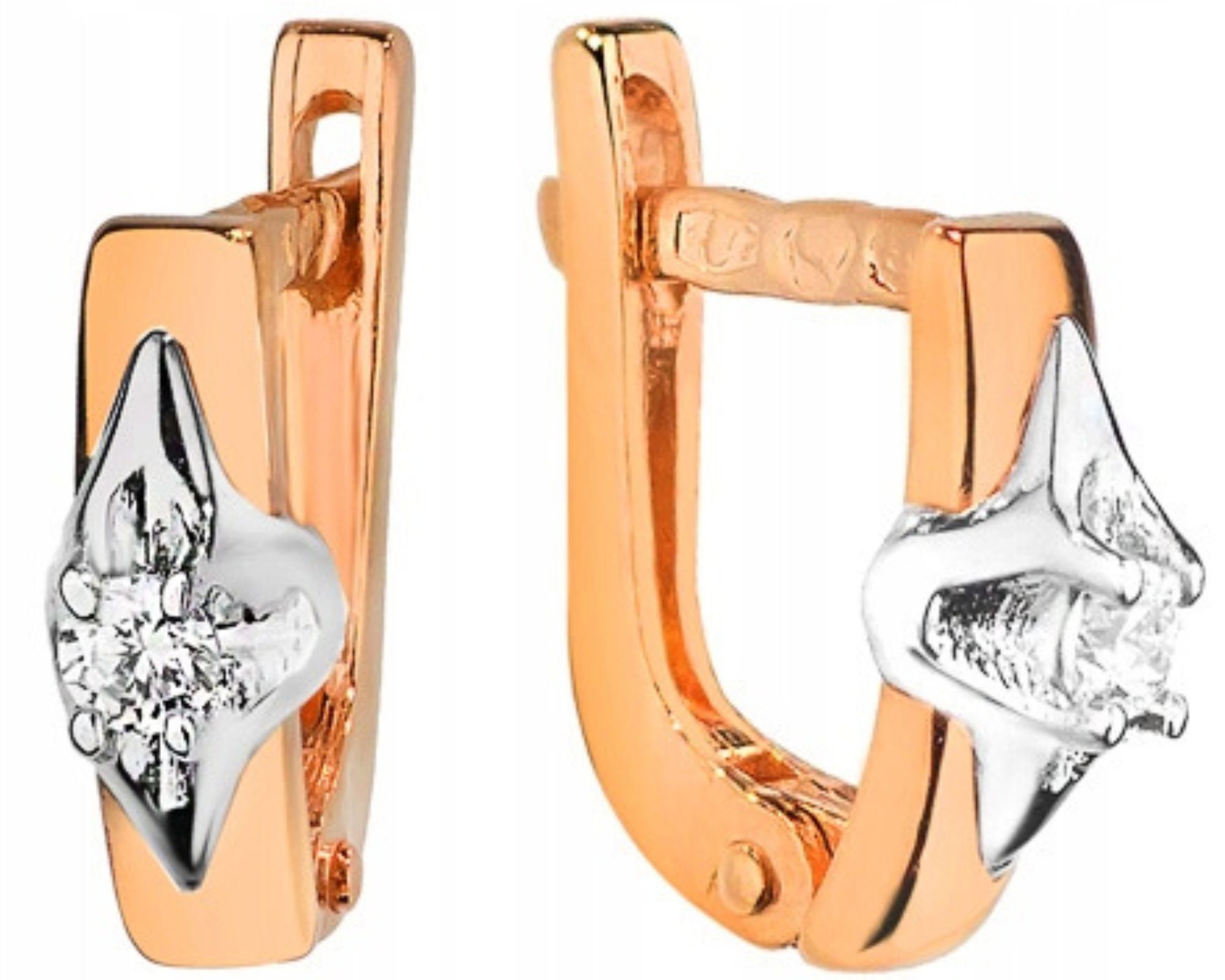 Náušnice s brilianty z růžového zlata Gravírování