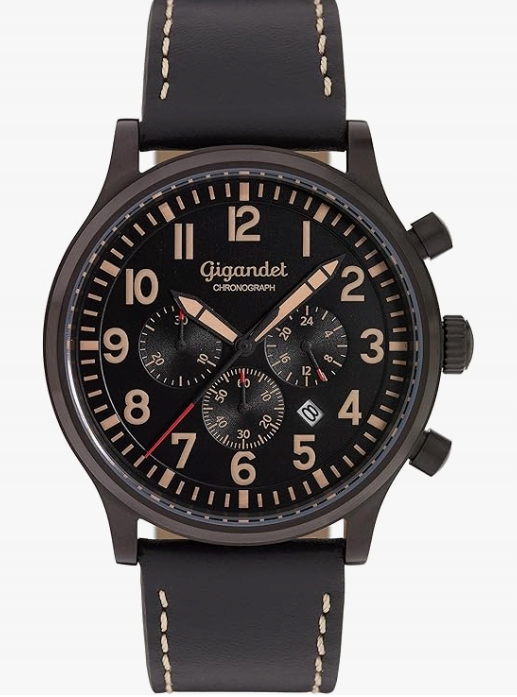 Pánské analogové japonské quartzové hodinky Gigandet s koženým řemínkem