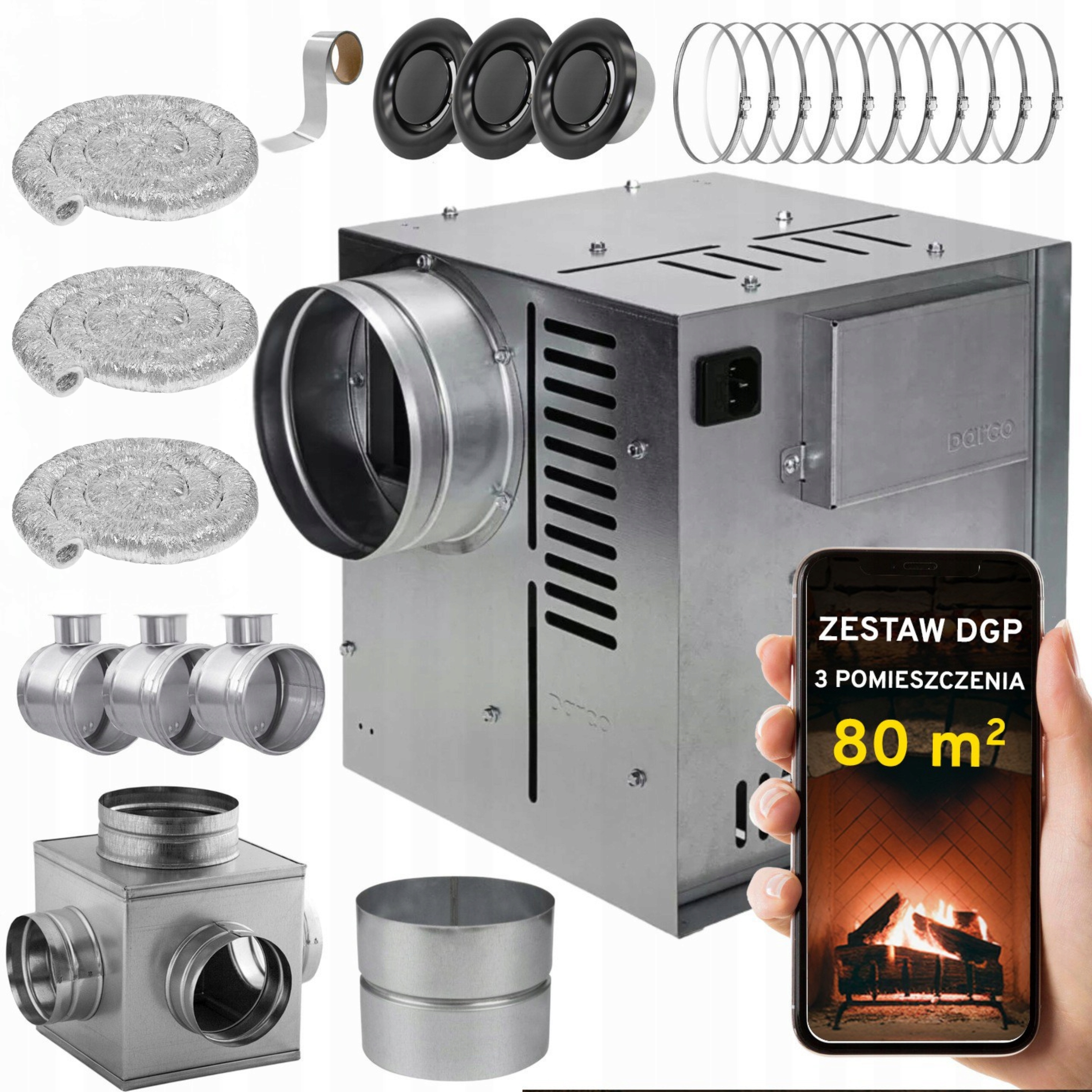 Komínová Turbína Ventilátor Komínový Set Dgp 3 miestnosti 80 m2
