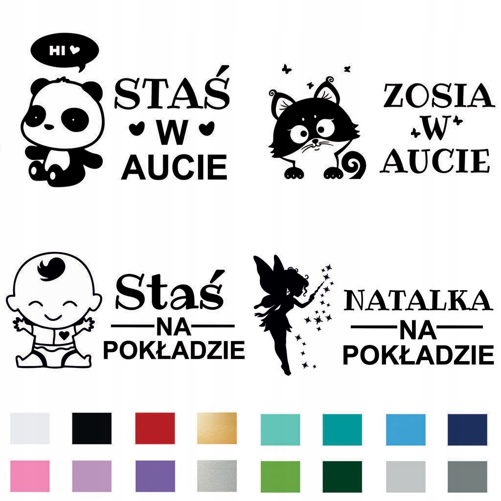 Naklejka na auto samochód klapę Dziecko w Aucie Samochodzie Imię Dziecka