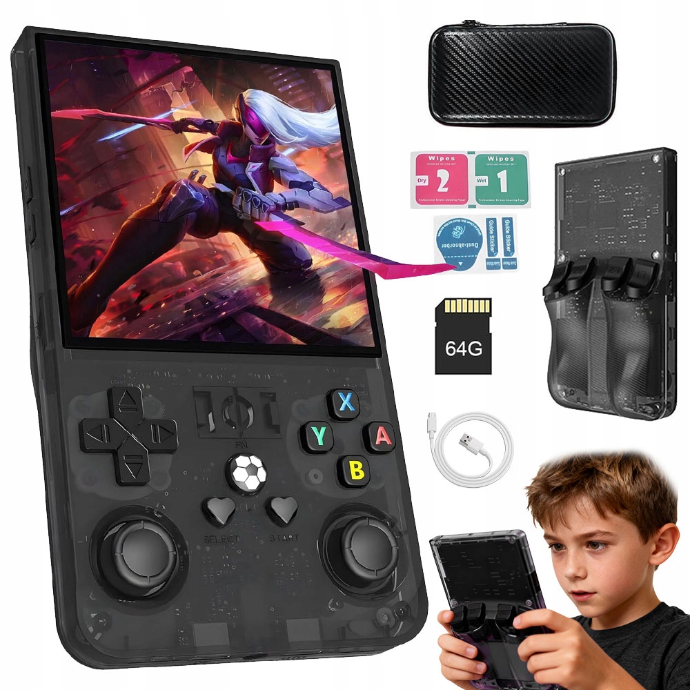 Konsola Do Gier Retro Sd 64 Gb 4,0'' Czarny R36MAX Ideal 720P Pl