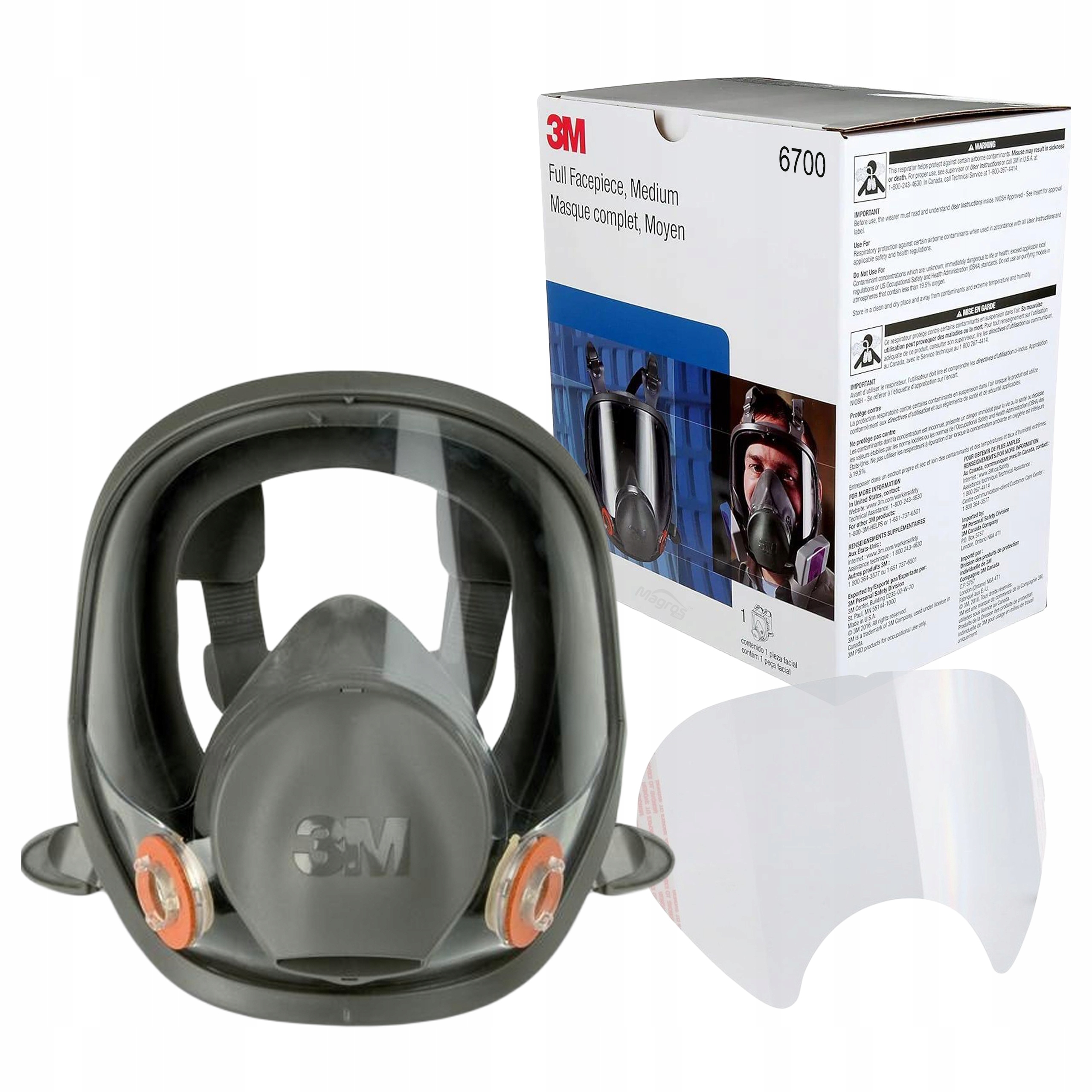 Plynová lakovací maska 3M 6700 Celozrnná Originální Bonus Fólie 6885