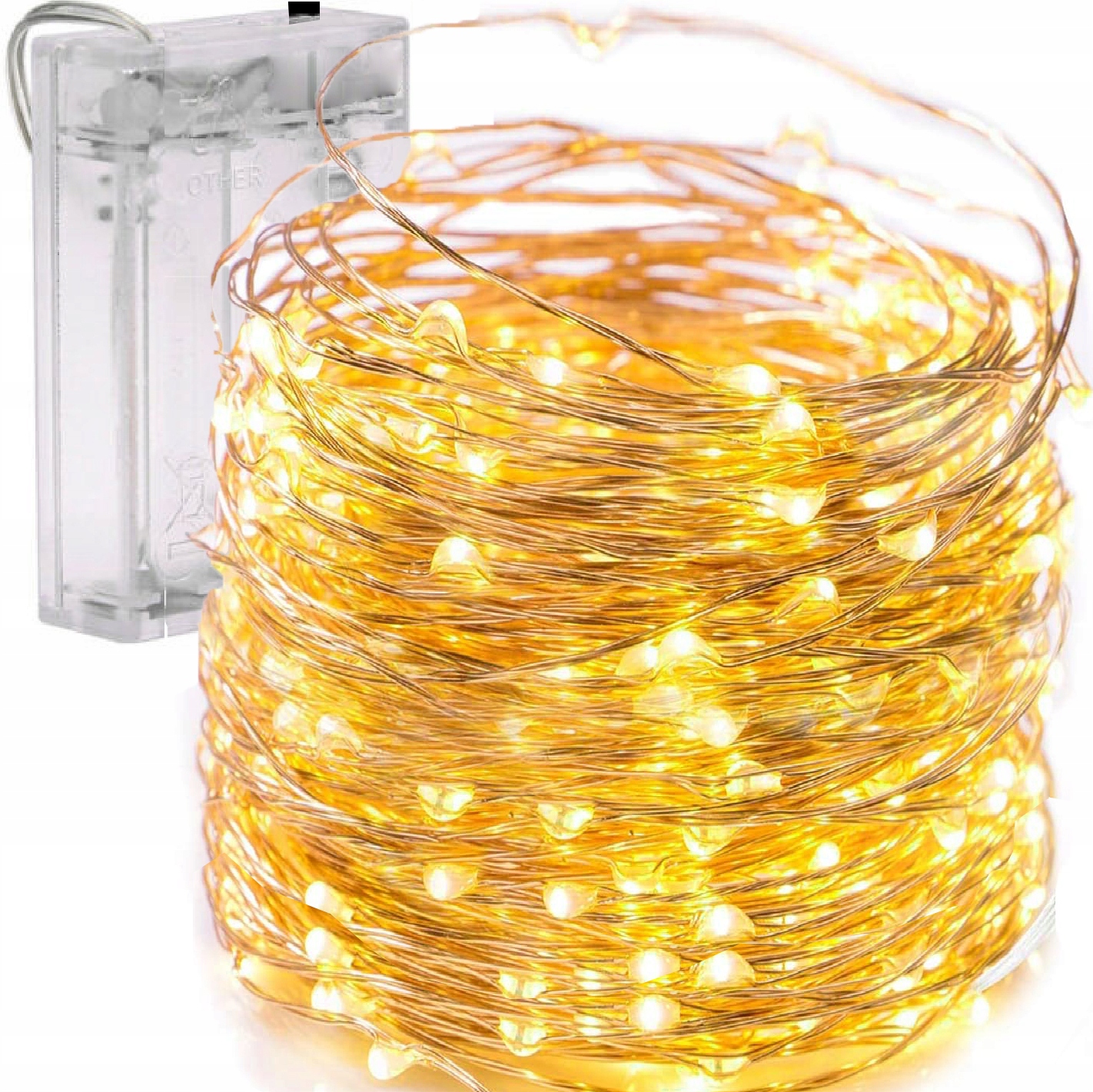 

Lampki Druciki 100 Led na baterie 10m białe ciepłe