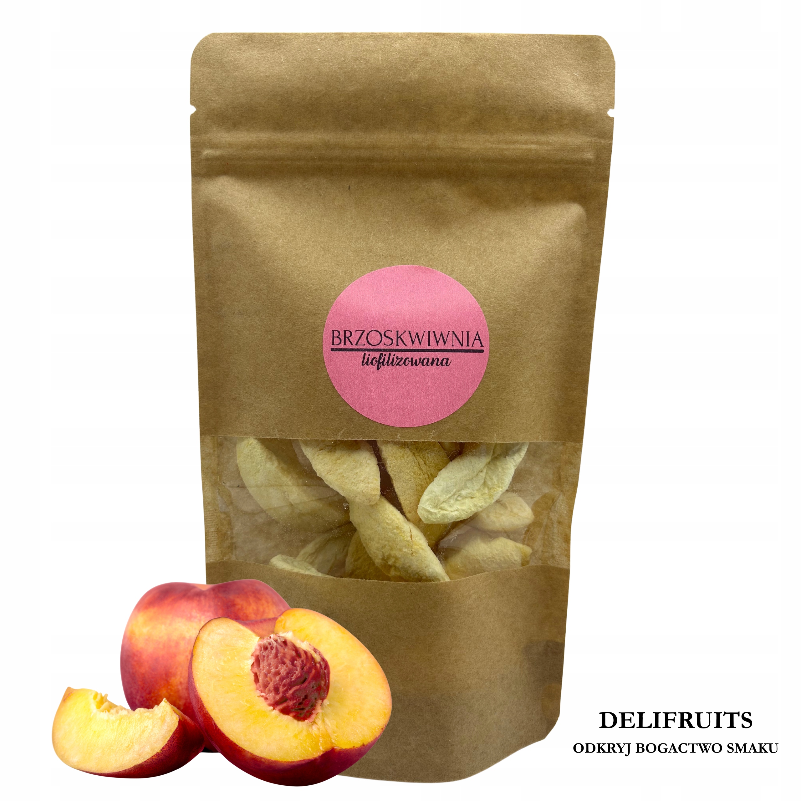 Brzoskwinia Liofilizowana 500G Delifruits Segmenty Słodka Zdrowa Przekąska