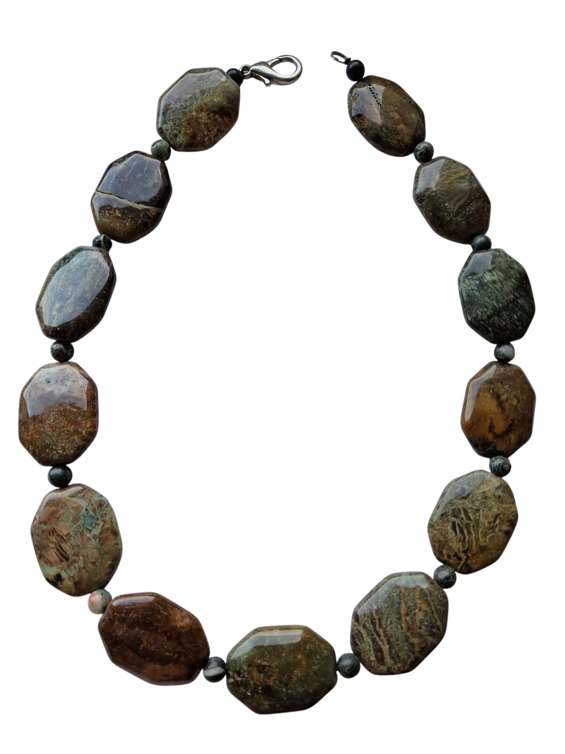 Vintage Serpentinit Přírodní Snake Stone Náhrdelník Dobrá Aura