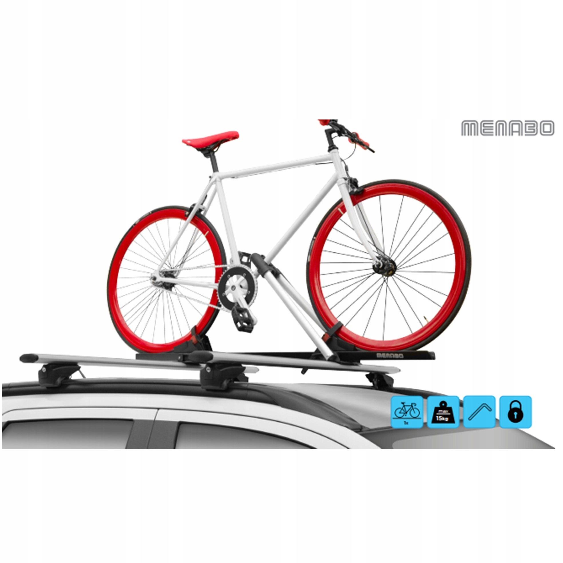 BAGAZNIK ROWEROWY UCHWYT NA ROWER NA DACH MENABO Wysokosc produktu 10 cm