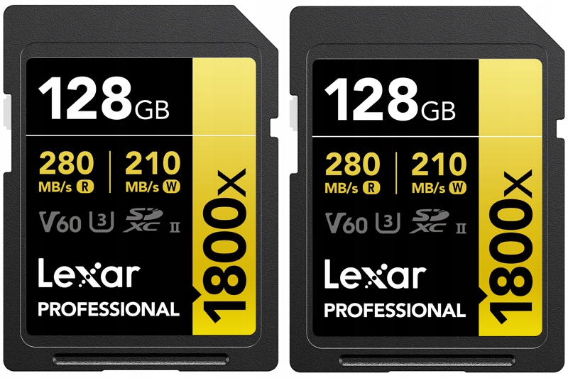 Lexar Sdxc Pro 128GB x2 R280/W210 Uhs-ii U3 1800x V60 280 Mb/s 210 Mb/s