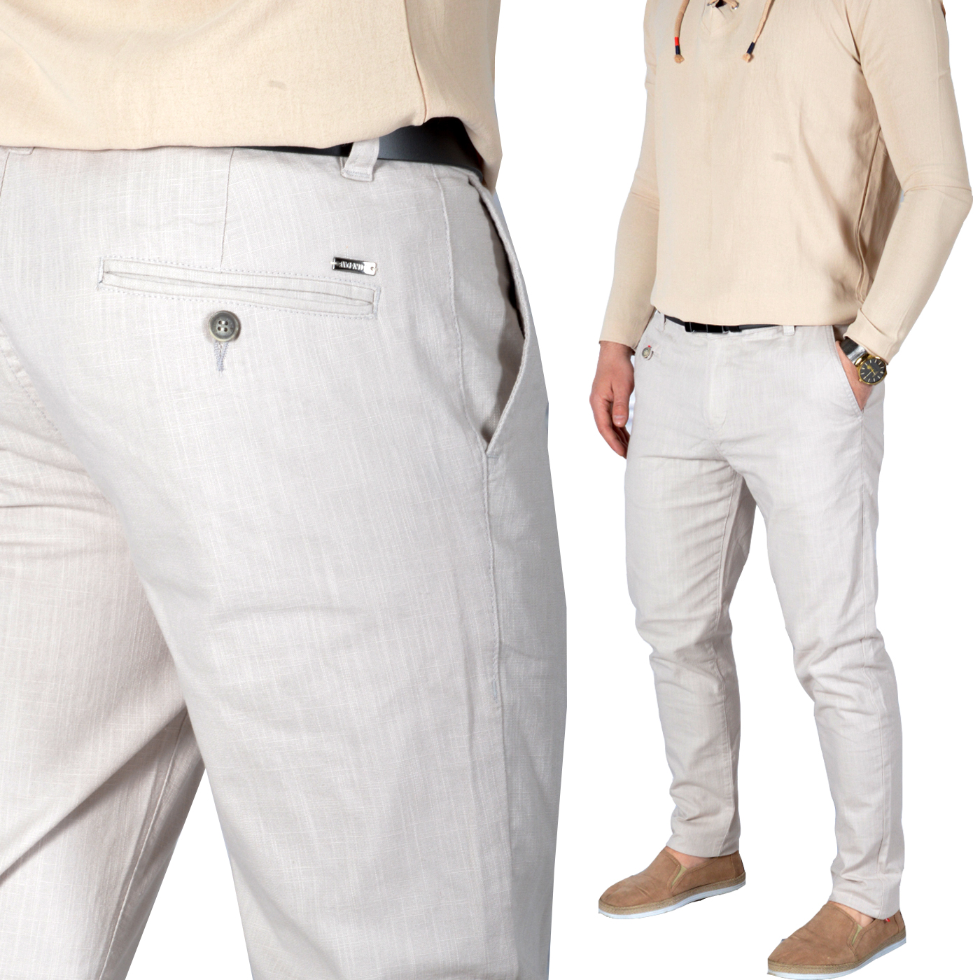 Pánské kalhoty Mondo Casual Len Bavlna Chinosy