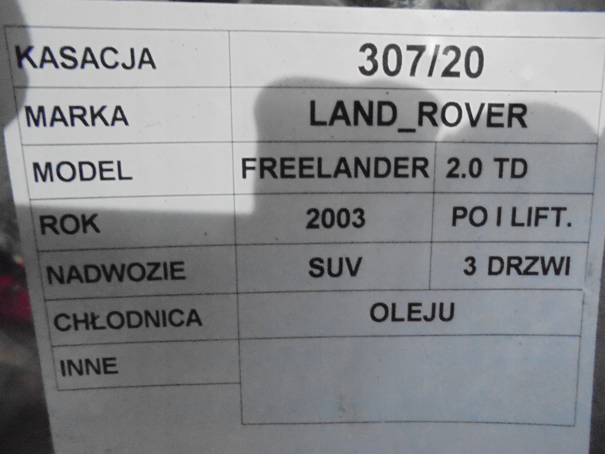 olaj hütö Land Rover Freelander 2,0TD