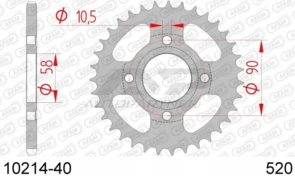 AFAM ZĘBATKA NAPĘDZANA TYŁ MOTO. STALOWA OCYNKOWANA SREBRNA