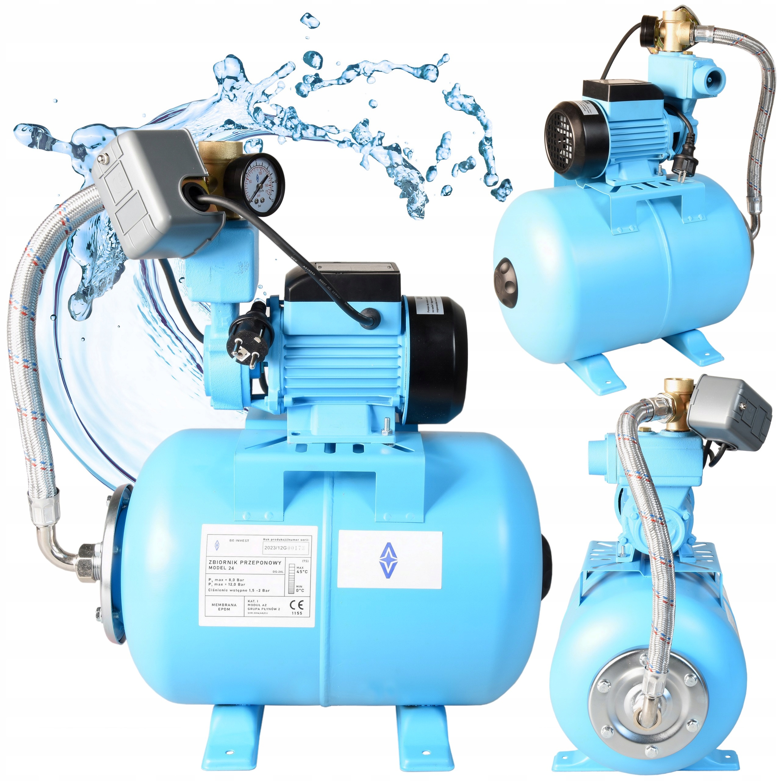 Hydrofor Na Vodu 24L Čerpadlo Wzp Hydroforový set 250 W 2100 l/h Účinný