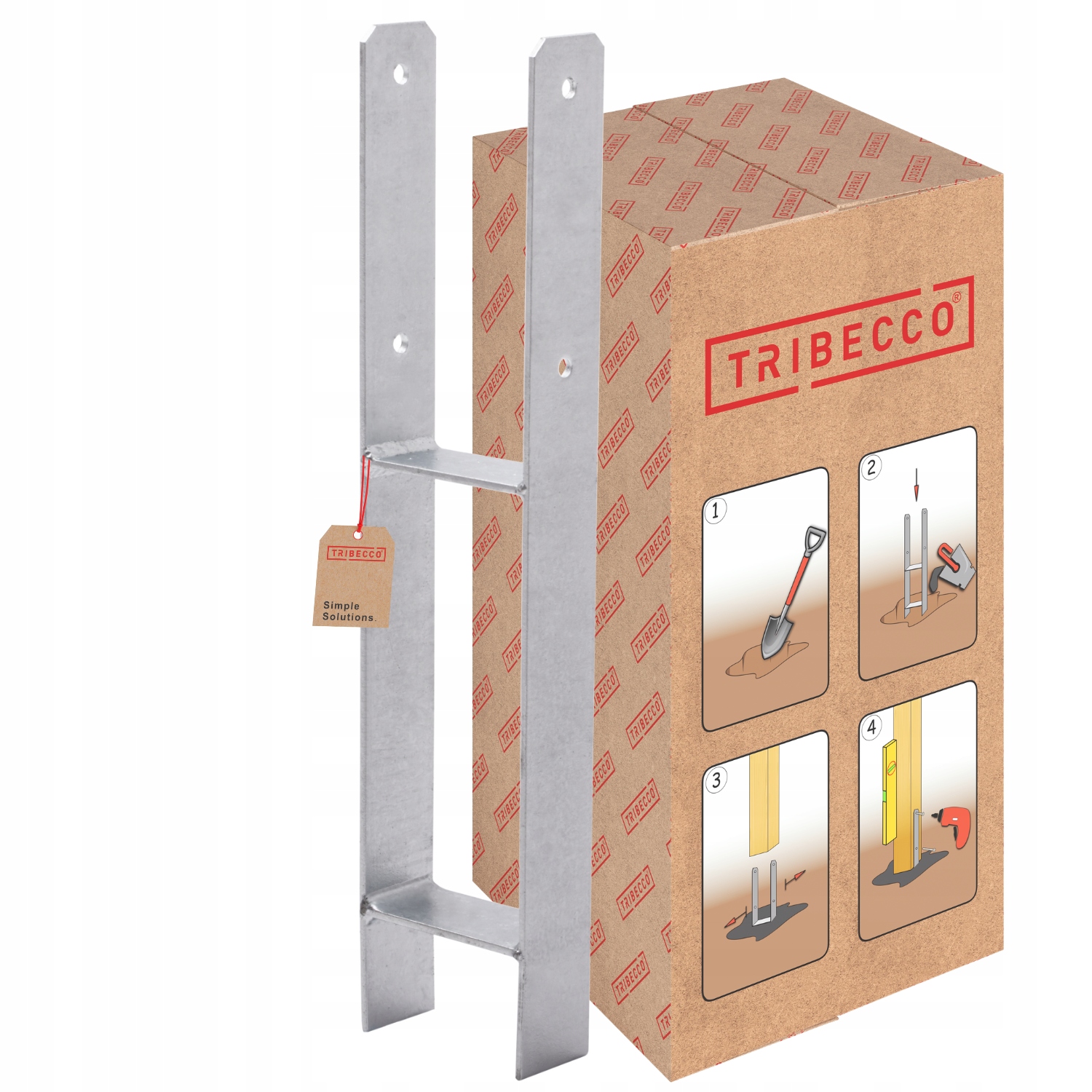 Podstava sloupku pro Betonu "h" 120 mm Tribecco Kotva pro zazdění Pozinkovaná