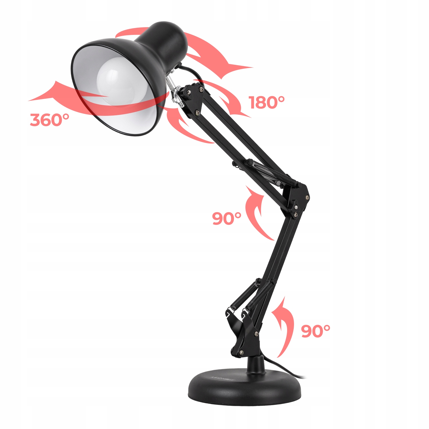 Lampka na biurko LED kreślarska szkolna CZARNA biurkowa E27 UCHWYT kabel Marka Ledhoff