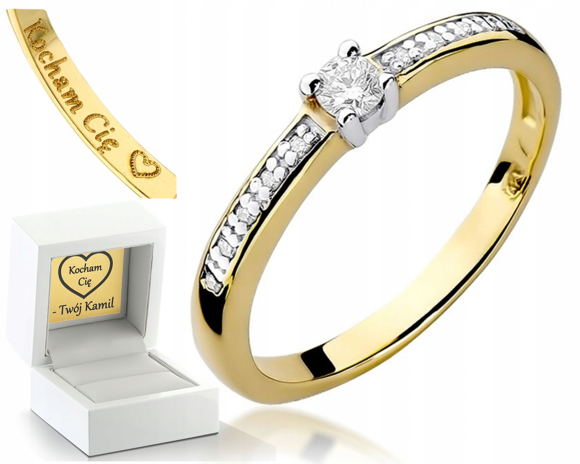 Zlatý Prstýnek S Brilianty 585 Gravírování Bonus Zásnubní Dárek