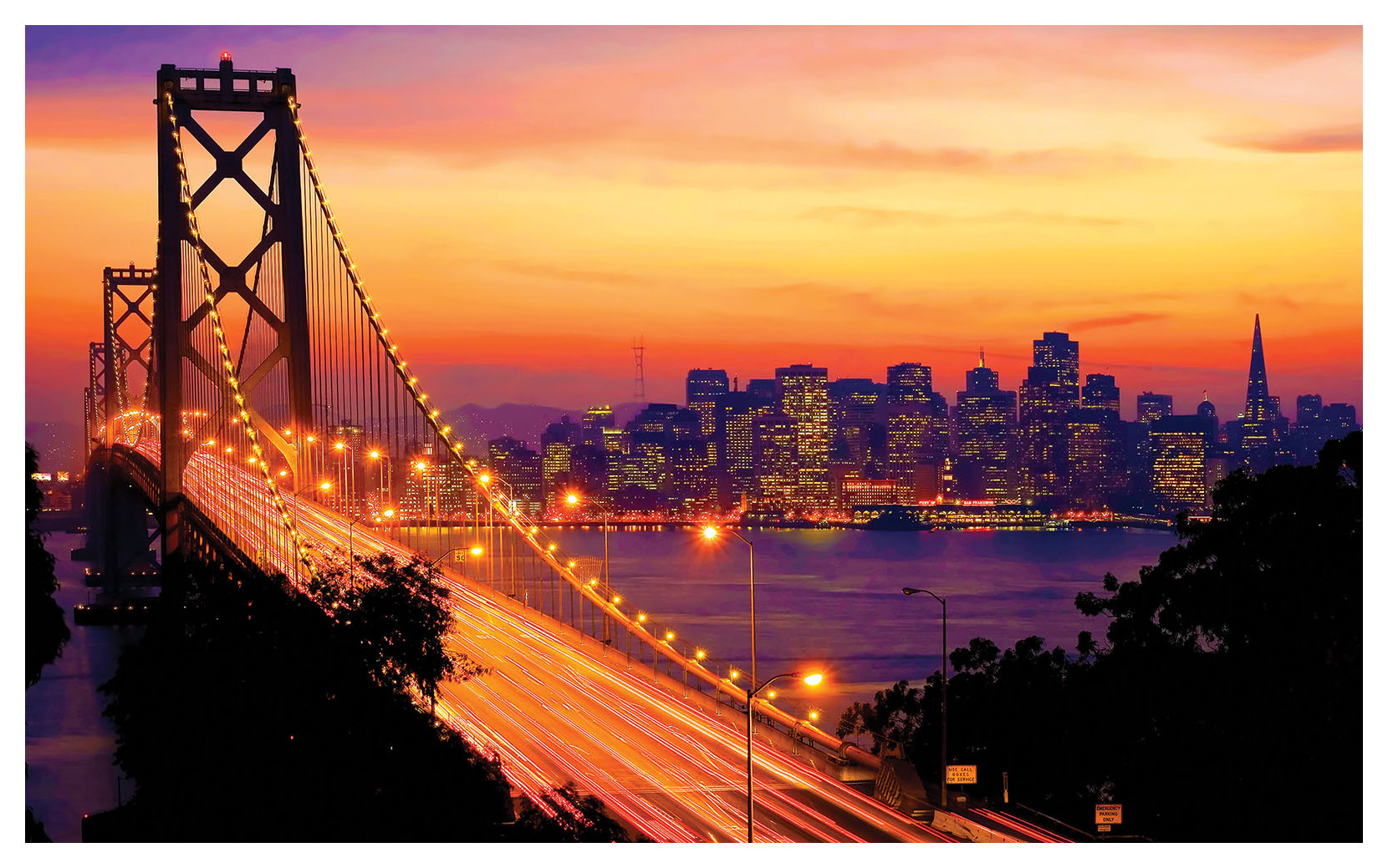 Vliesová fototapeta Most v noci panoráma mesta svetla 416x254 lepidlo