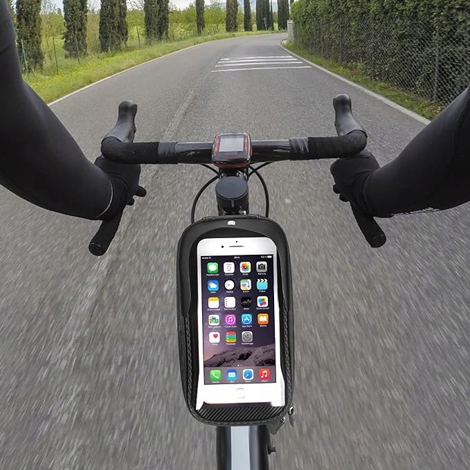 WODOODPORNA TORBA ROWEROWA POKROWIEC NA TELEFON UCHWYT NA ROWER SAKWA ETUI Kolor dominujący czarny