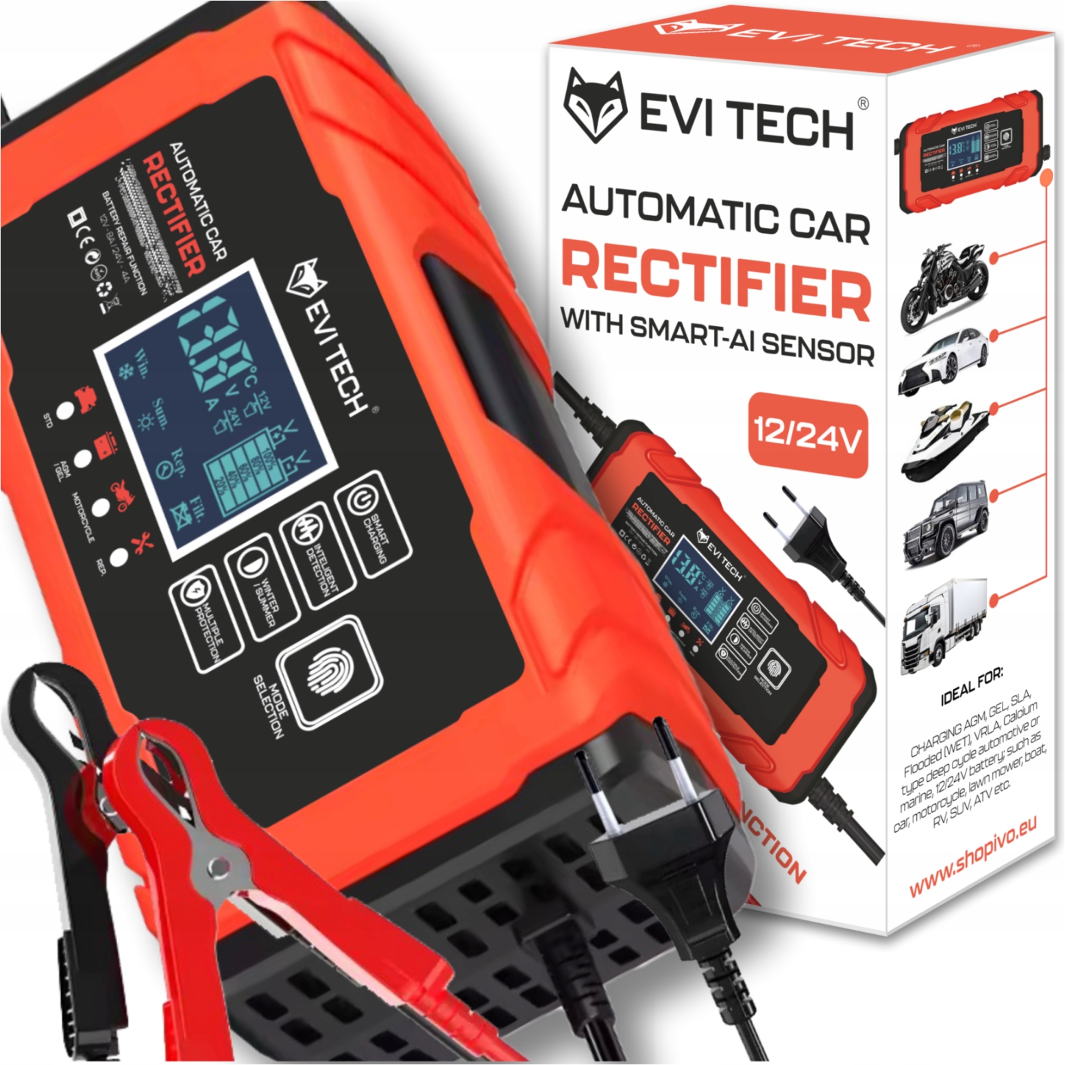 Usměrňovač autobaterií 12V 24V Automatická funkce Opravy