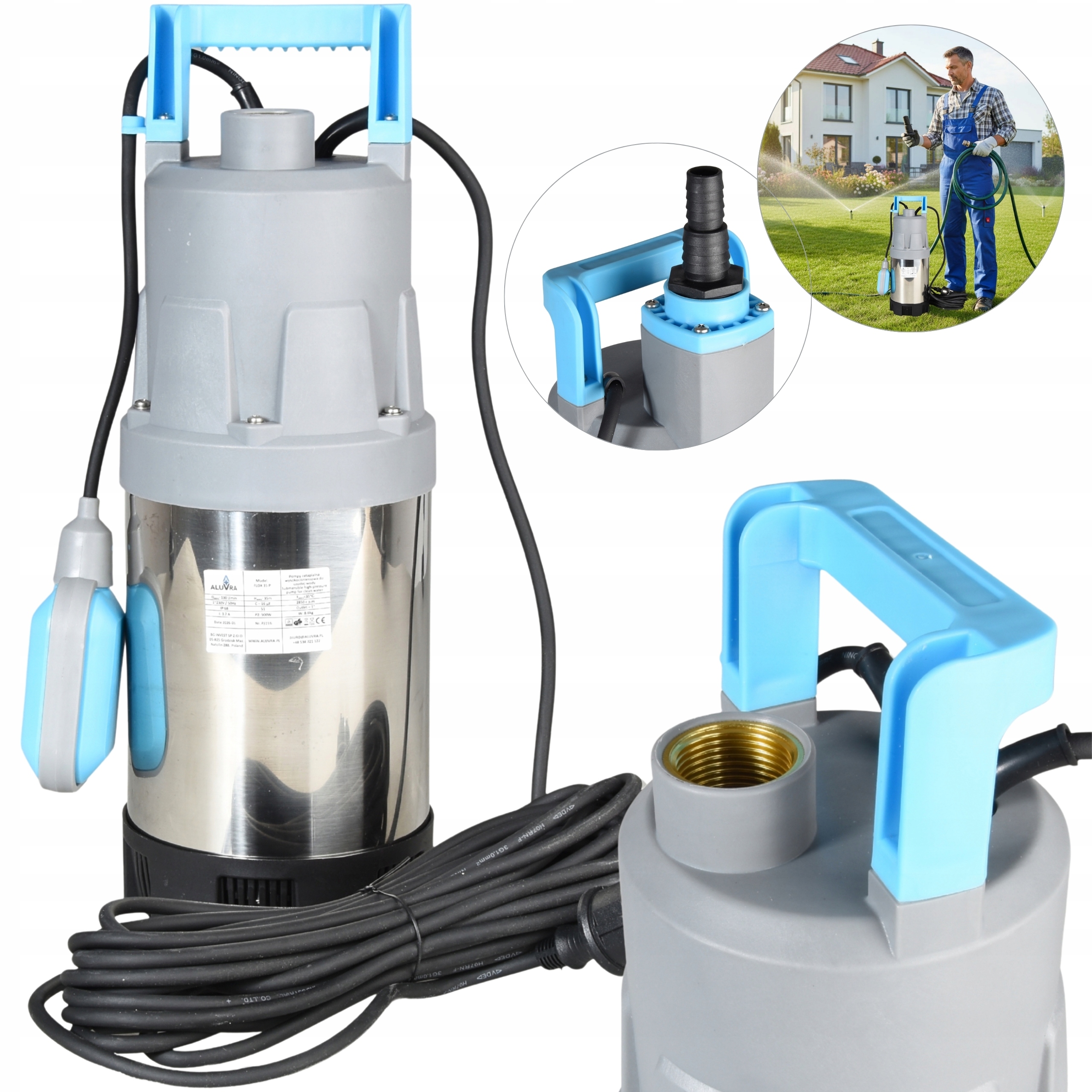Ponorná Pumpa Na Čistú Vodu Do Záhrady 100 L/min, Automatická, Plovák