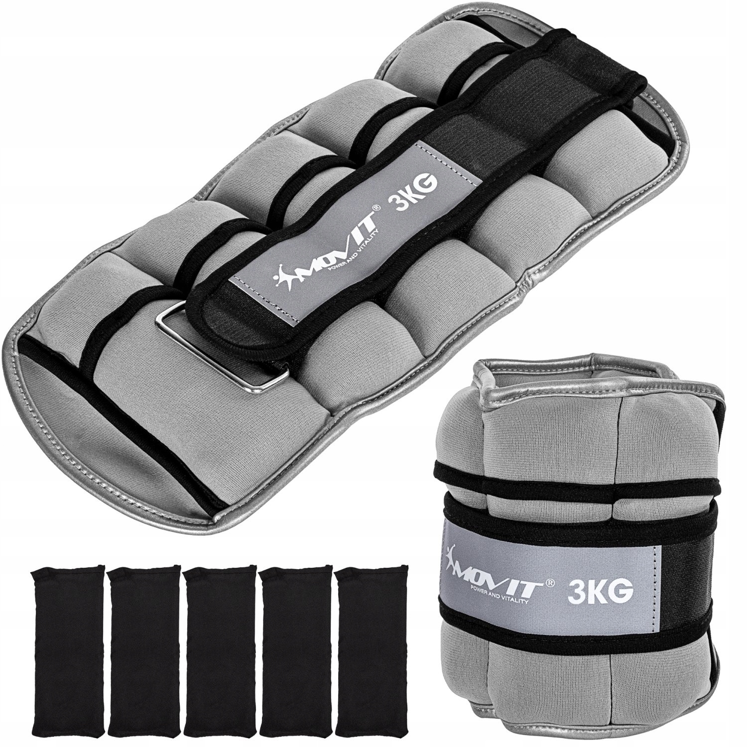 

Szare Regulowane Obciążniki 2x 3 Kg Na Ręce Nogi