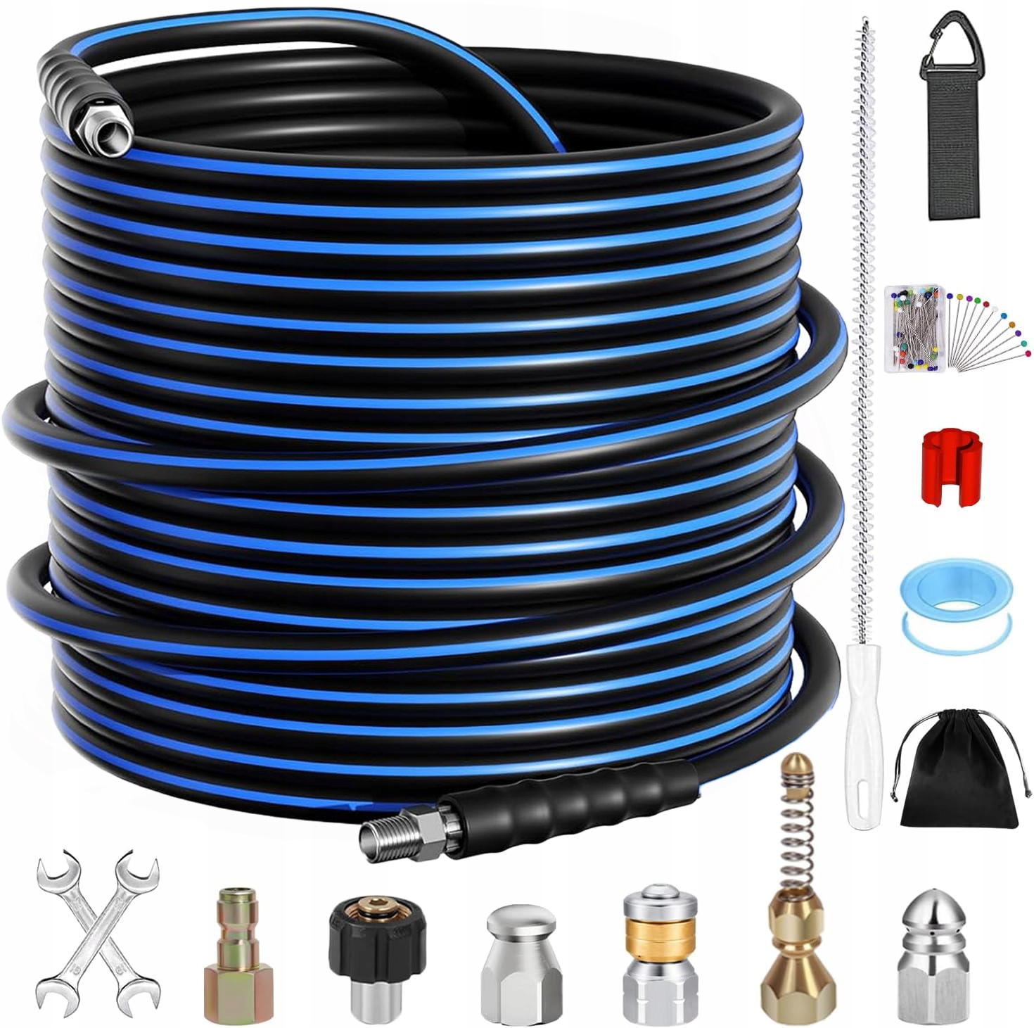 Wąż Do Czyszczenia Kanalizacji Do Złącze M22 i 1/4 Cal Npt Z 4 Dysza 15M