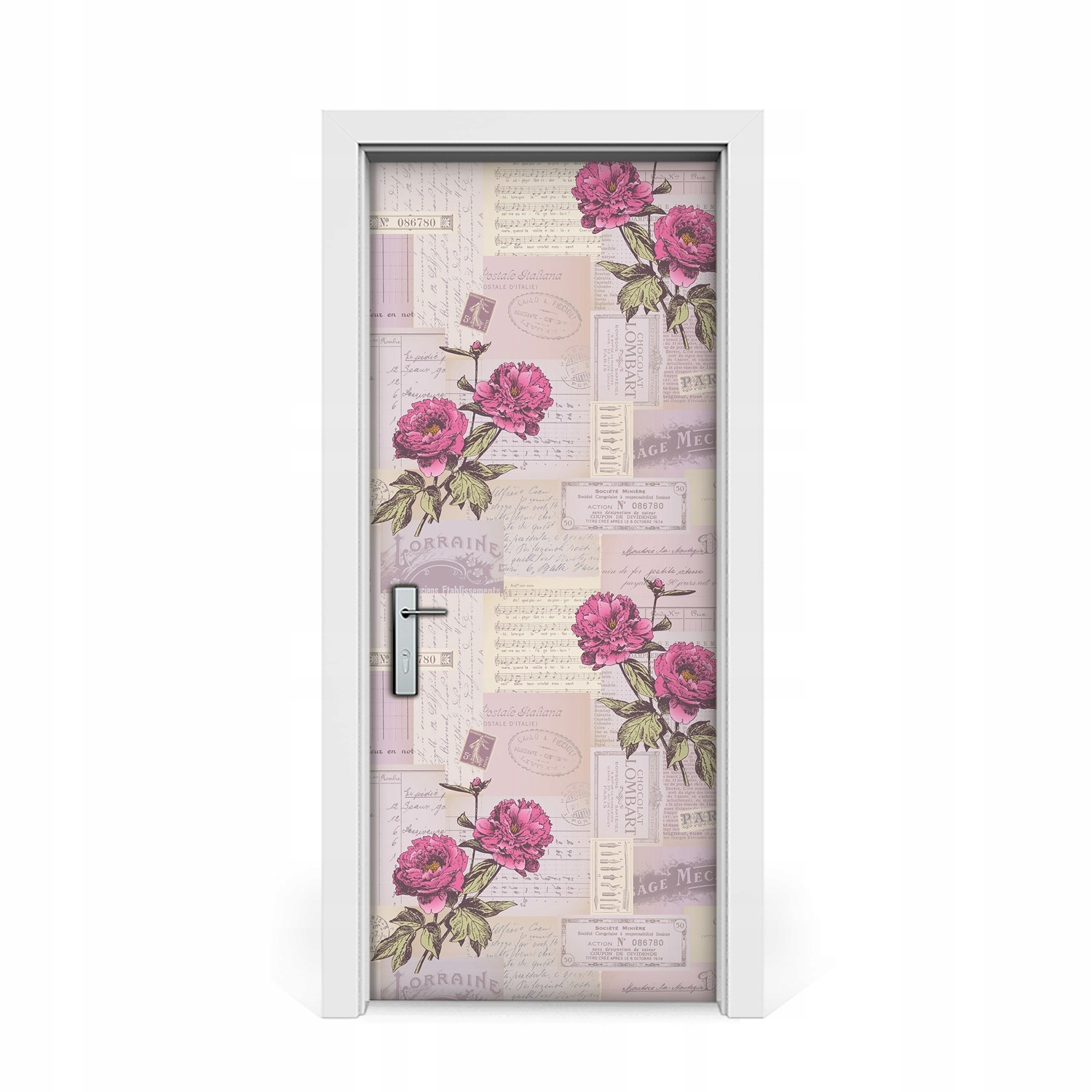 

Naklejka na drzwi Kolaż papier i peonie 85x205