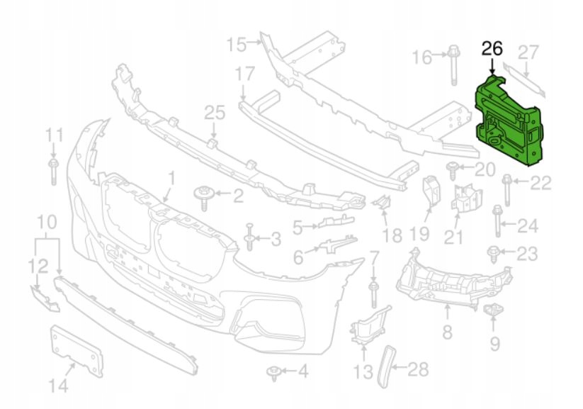 WSPORNIK WZMOCNIENIE PASA PRZEDNIEGO BMW X3 G01 X4 G02 LEWA LEWE 7399915 Producent części Inny