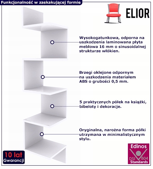 PÓŁKA WISZĄCA NAROŻNA DO SALONU POKOJU 5 POZIOMÓW Kod producenta 992205