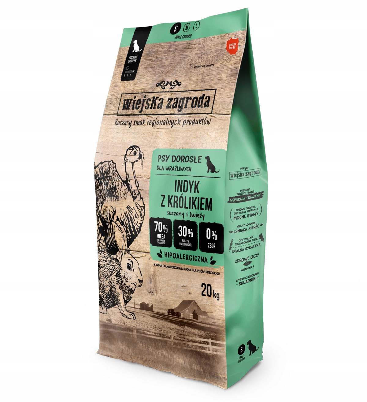 Wiejska Zagroda Indyk z Królikiem 20kg chrupki S