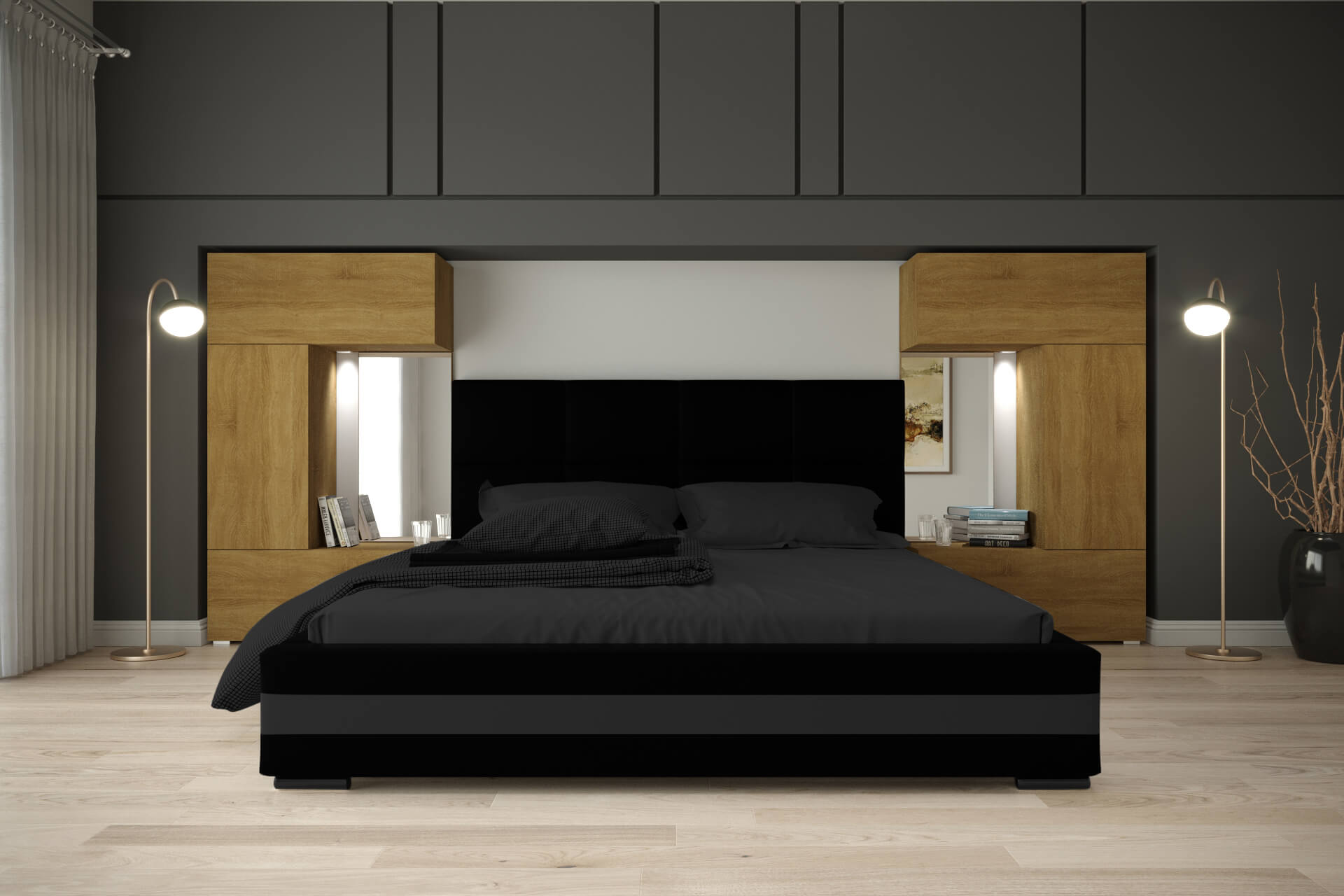 Meblościanka Meble Do Sypialni Opcja LED Panama 1M