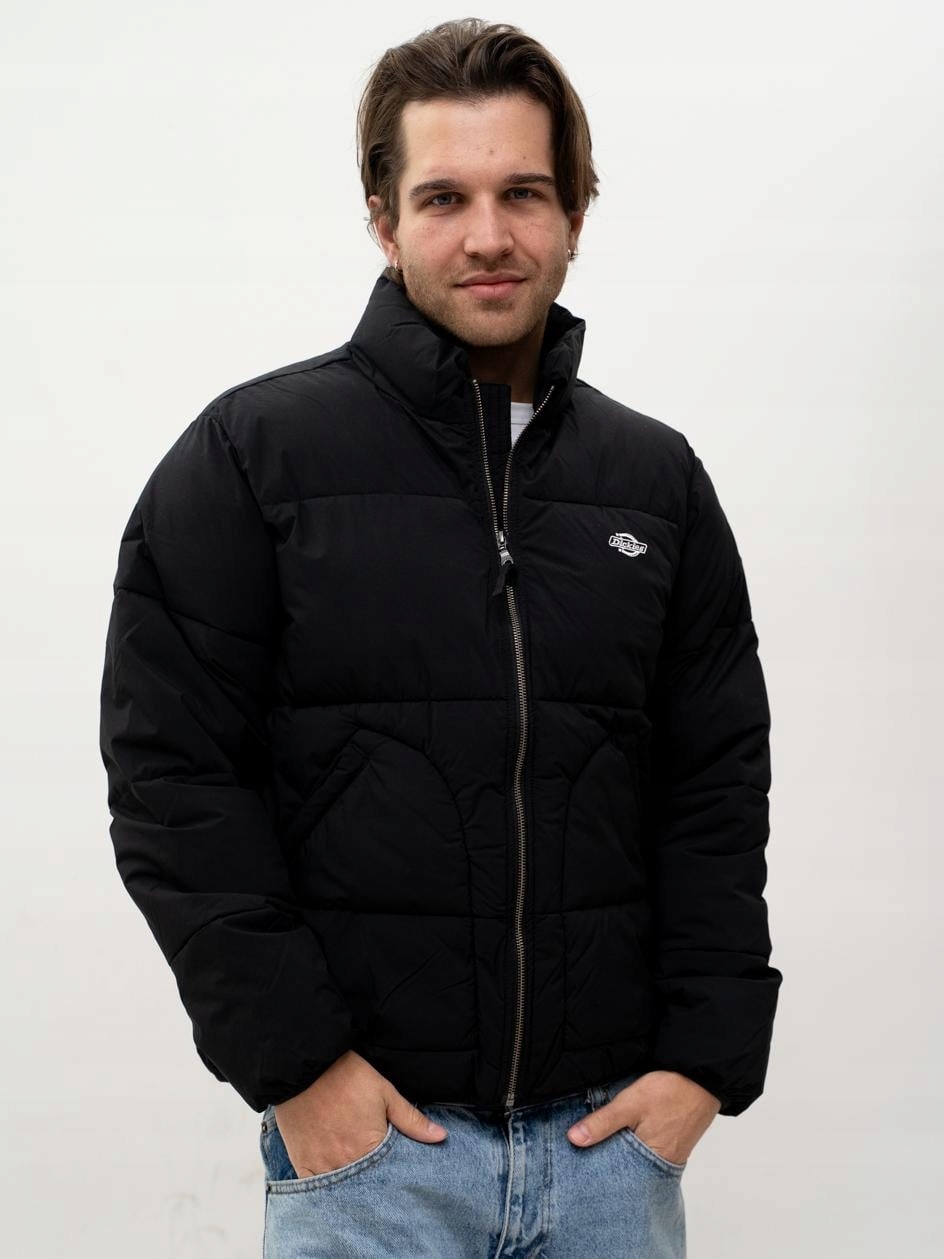 Péřová Zimní Bunda Pánská Pikovaná Černá Teplá Dickies Puffer XXL