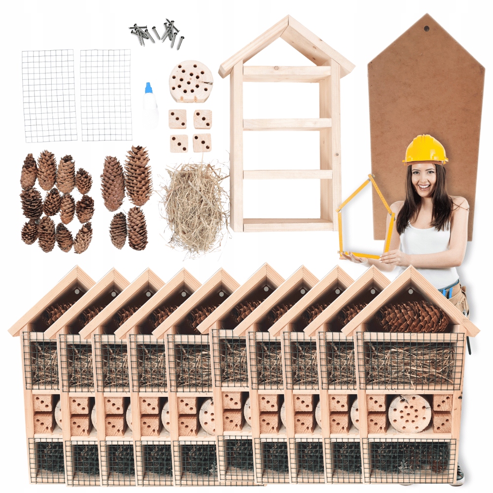 10 x Domček pre hmyz Hotel Impregnat Zmontuj Si Sám Veľký 47 cm! Diy