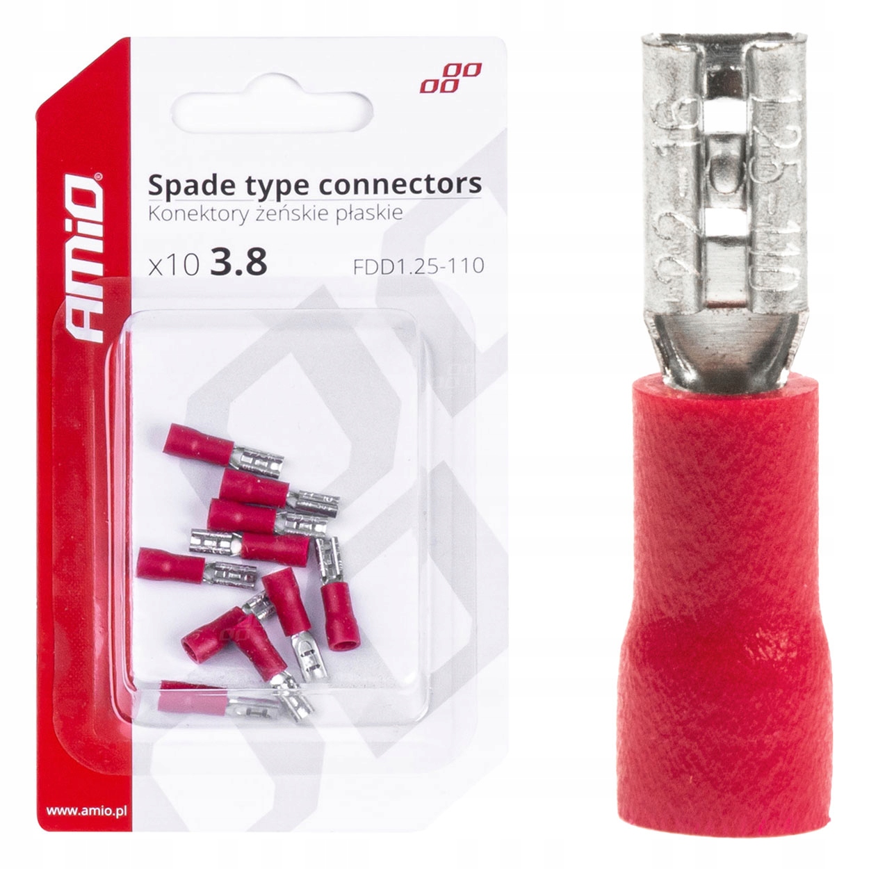 Konektory izolowane żeńskie płaskie 3.8mm
