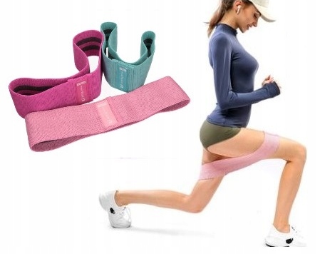 3 GUMY TAŚMY OPOROWE MATERIAŁOWE HIP BAND NICI SILIKONOWE ZESTAW DO ĆWICZEŃ Marka mediTRADE24