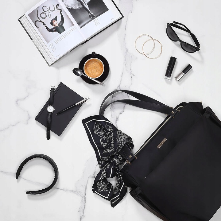 TORBA DLA MAMY DO WÓZKA CZARNA COCO BABYONO 36x33 Wysokość 33 cm