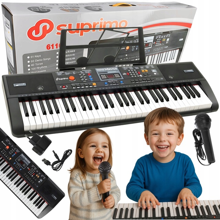 Velké Varhany Klávesové Piano Pro Výuku 61 Kláves Pro Děti Aux Mikrofon