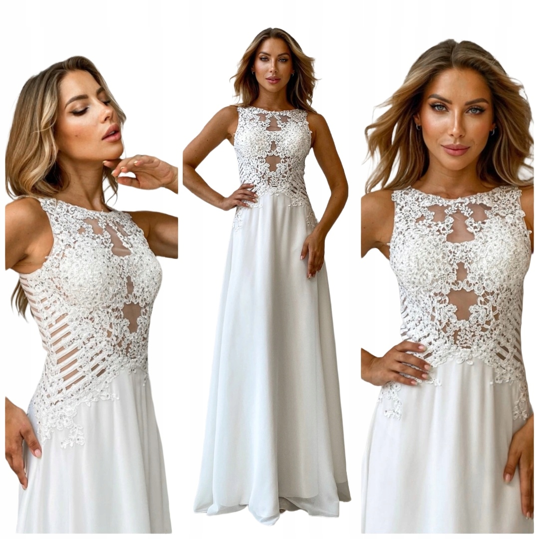 Bílá šaty maxi sukně Bentley elegantní na svatba a upravenou velikost M